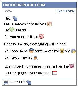 Conversation with emoticon Diagonal Arrow Pointing Down to the Right for Facebook