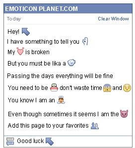Conversation with emoticon Diagonal Arrow Pointing Up to the Left for Facebook