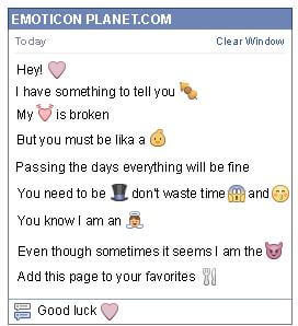 Conversation with emoticon Lilac Heart for Facebook