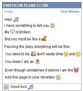 Conversation with emoticon Music for Facebook