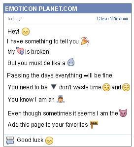 Conversation with emoticon Pout for Facebook