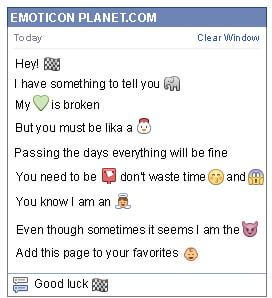 Conversation with emoticon Racing Car Finish Flag for Facebook